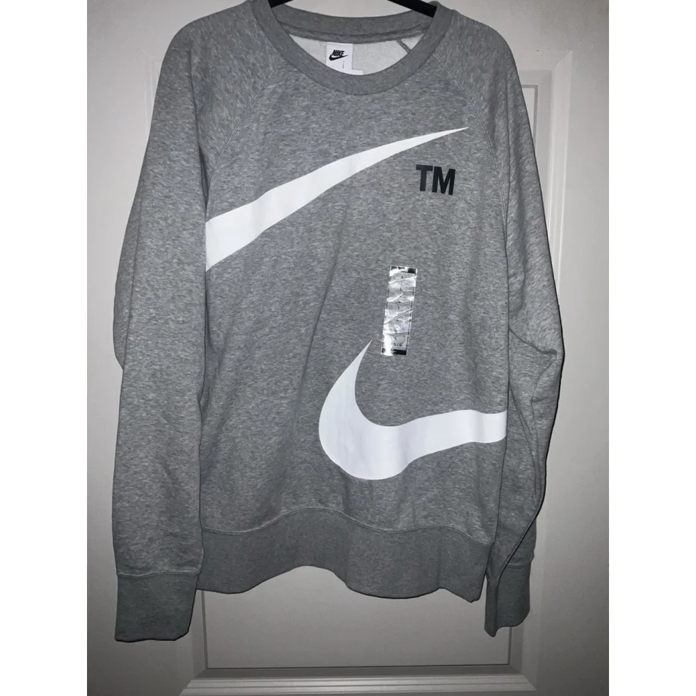 New Nike wrap around swoosh TM logo Crewneck sweatshirt grey DD5993-063 Large